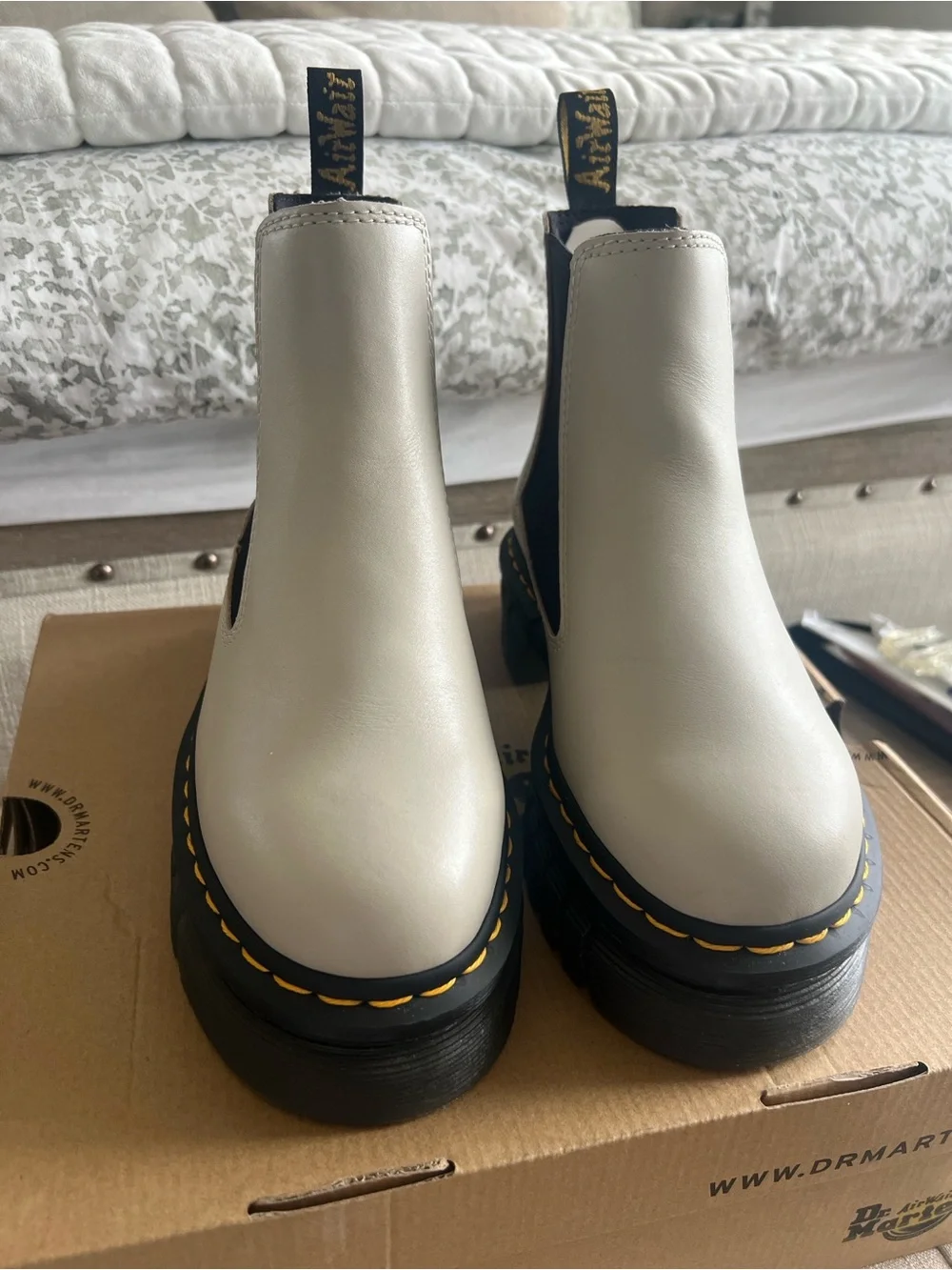 Dr. Martens AirWair Audrick Chelsea Boots with Black Elastic Cobblestone grey